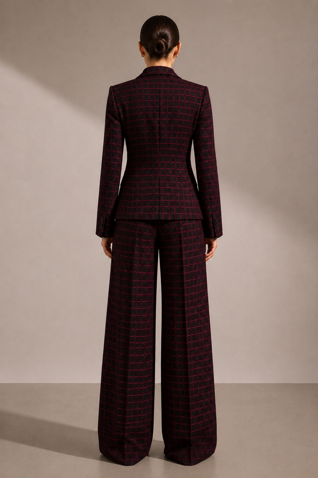 Stretch palazzo jacquard trousers