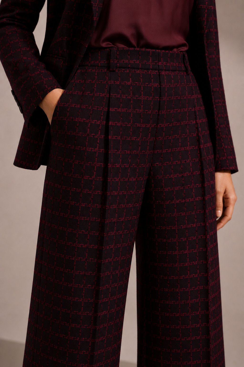 Stretch palazzo jacquard trousers